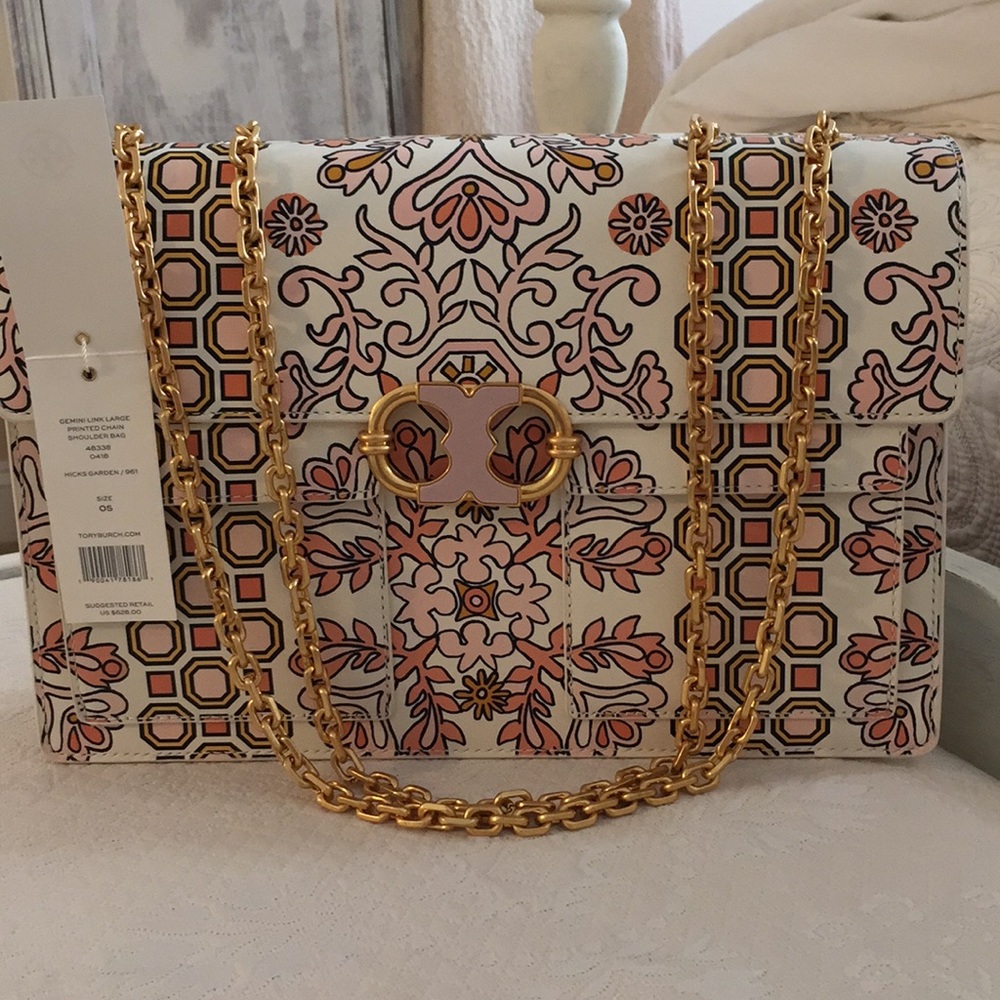 Large tori Burch Gemini chain link bag